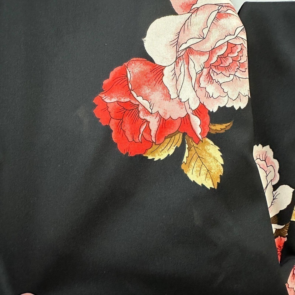 Mister Robert Womens Vintage Maxi Dress M Black Pink Rose Floral High Neck 70s - Picture 5 of 10